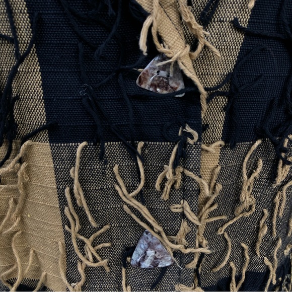 Kindred Spirit Fringed Checkered Hand Woven Shell Button Down - Picture 6 of 12